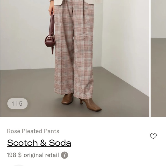 Scotch & Soda Women's Checkered Trousers in Brown and Cream - Picture 2 of 6